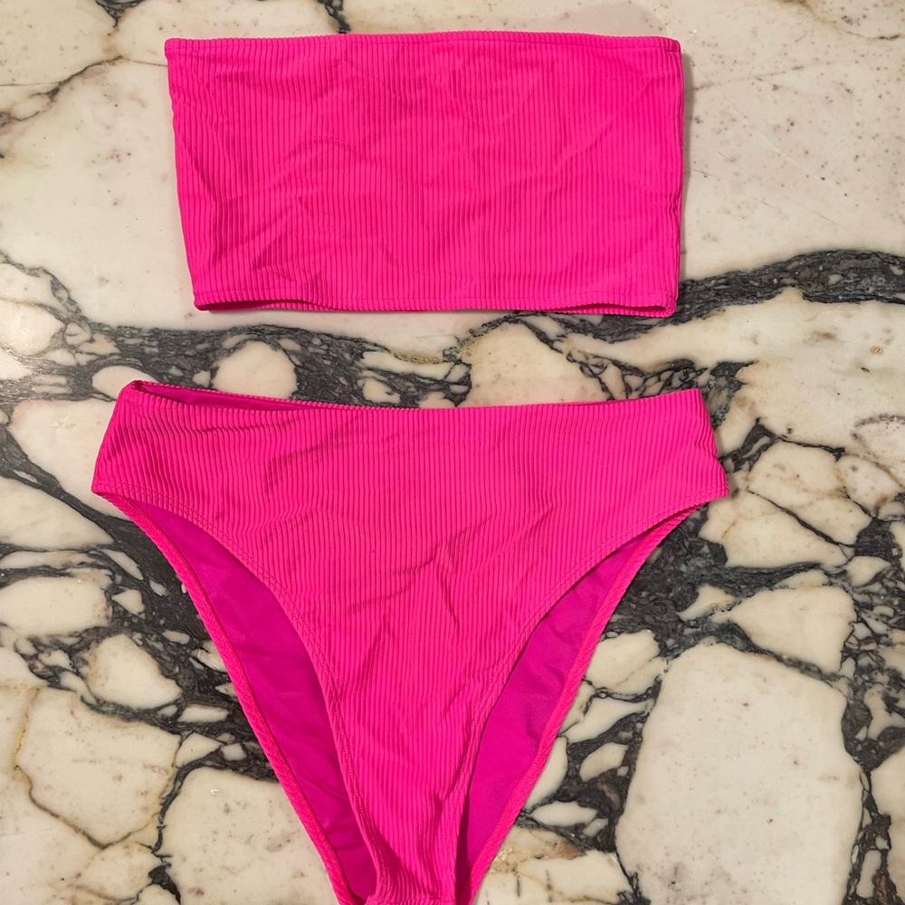Frankie’s Bikinis set (top and bottom) high waist hot pink size small